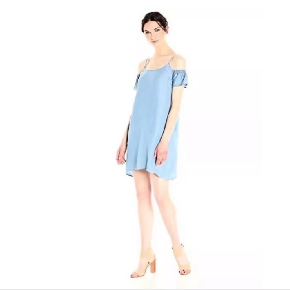 Jessica Simpson Washed Blue Cold Shoulder Dress L